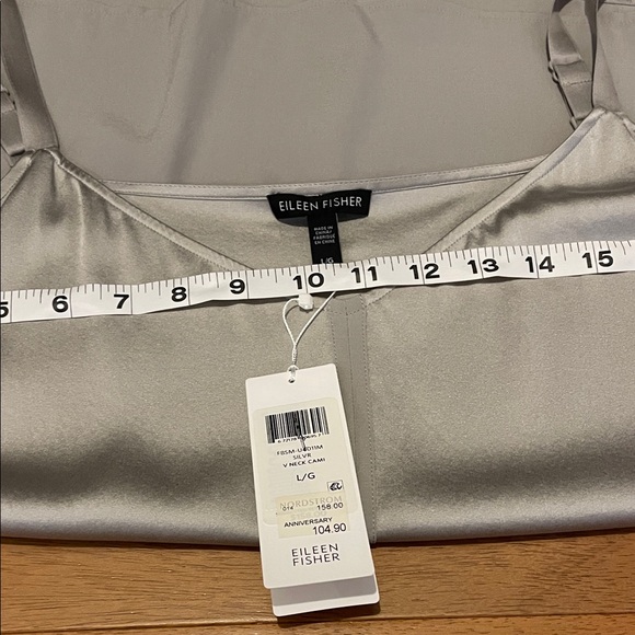 Eileen Fisher Stretch Silk Charmeuse Gray Silk Camisole Women's Top Large NWT - Picture 4 of 10